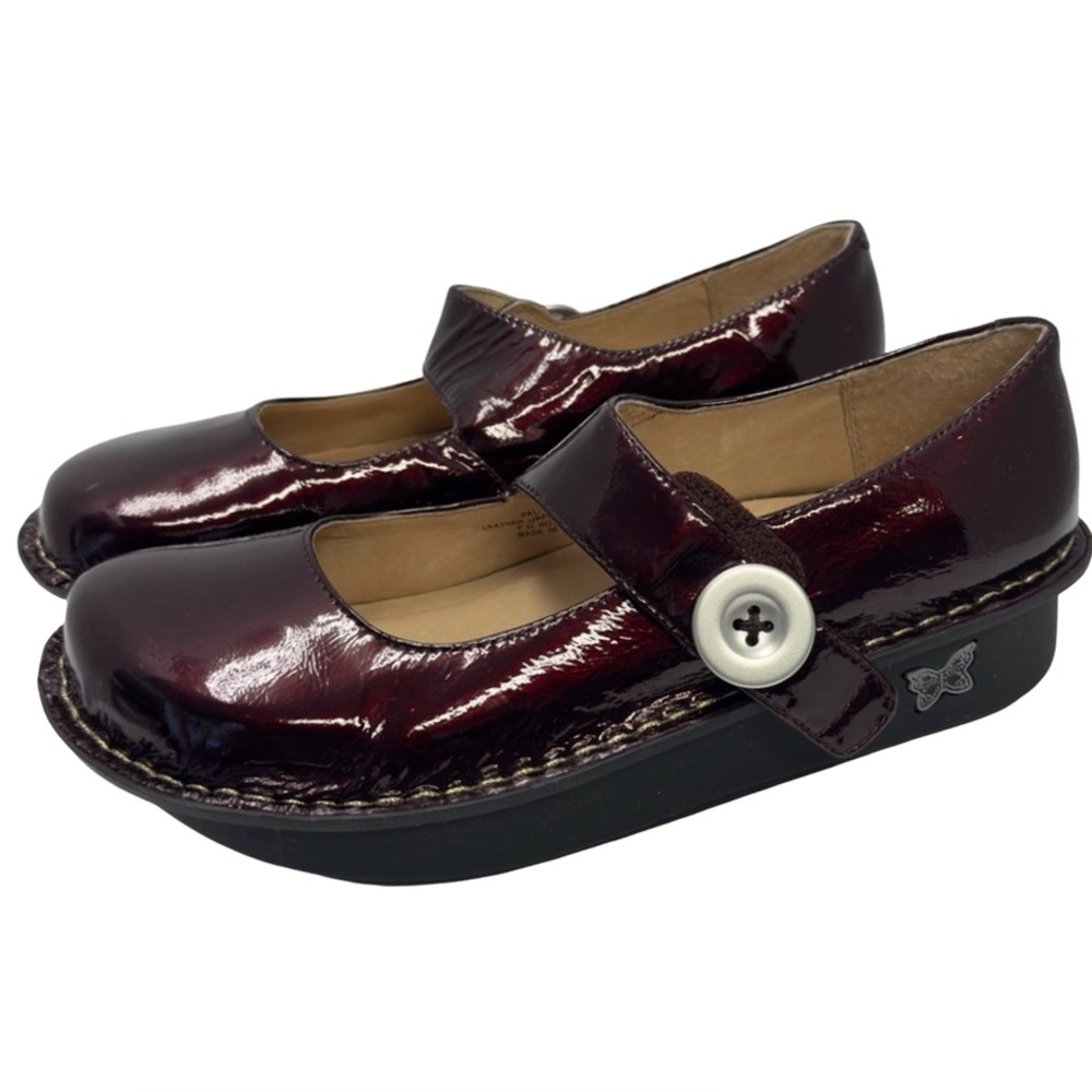 Alegria Paloma Mary Jane Clogs – Burgundy Wine Patent Leather (Size 40) - Picture 5 of 10